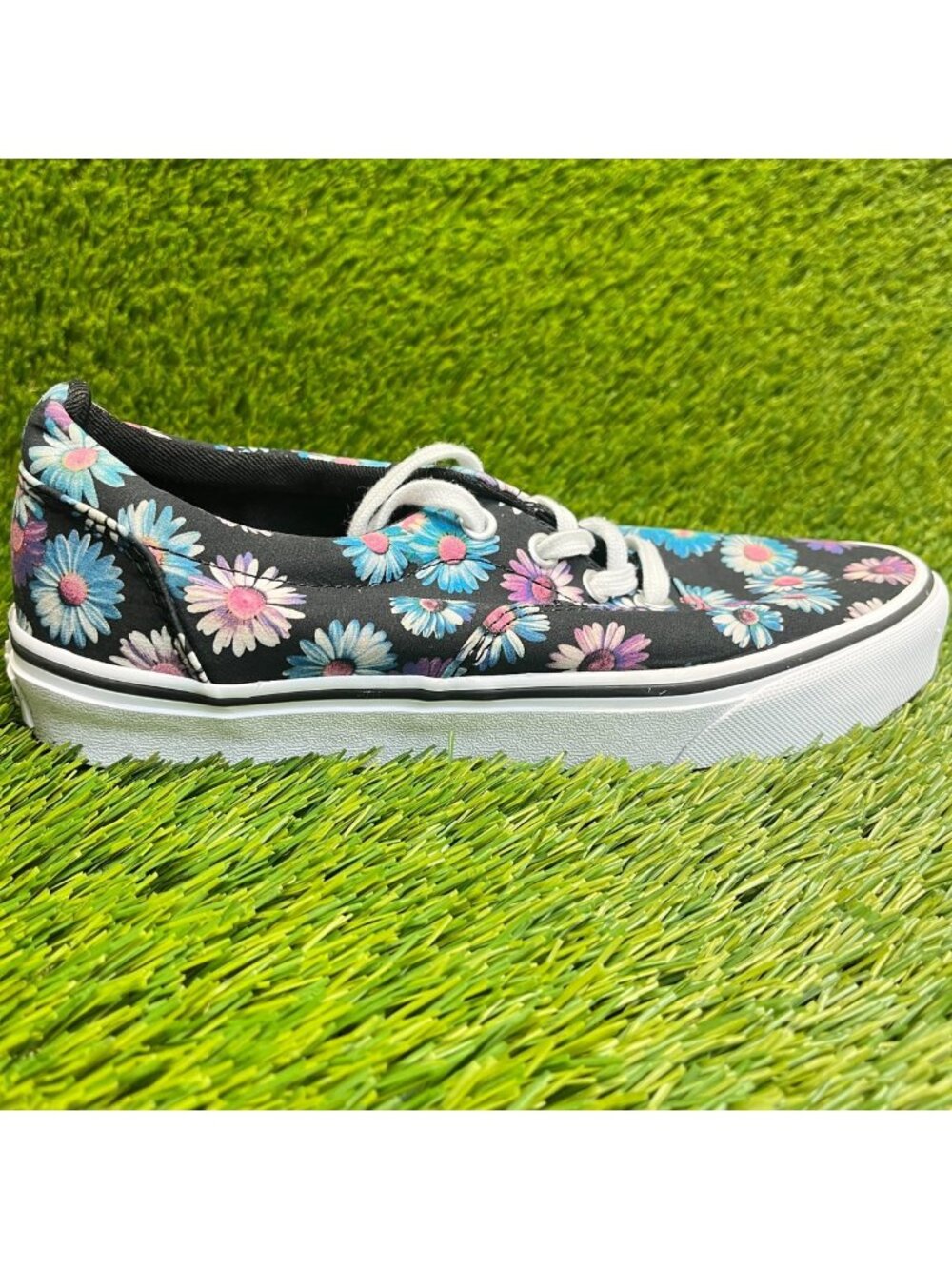Vans Doheny Floral Low Womens Size 8 Black Blue Athletic Skate Shoes Sneakers